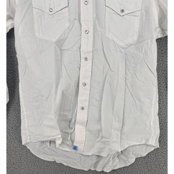 Vintage Wrangler Cowboy Cut Regular Fit X-Long Tails 16.5 x 33 White Pearl Snap - Picture 3 of 12